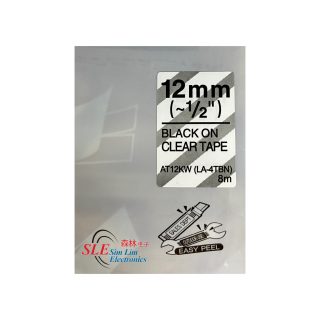 Compatible AE 12mm Black ink on Clear Tape Label for Epson
