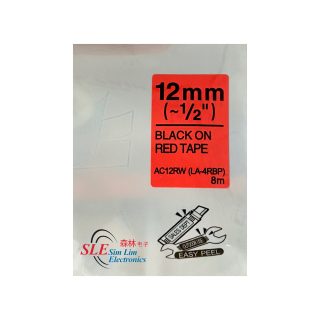 Compatible AE 12mm Black ink on Red Tape Label for Epson