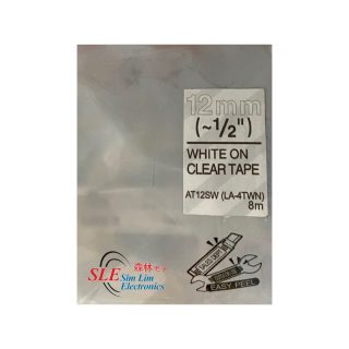 Compatible AE 12mm White ink on Clear Tape Label for Epson