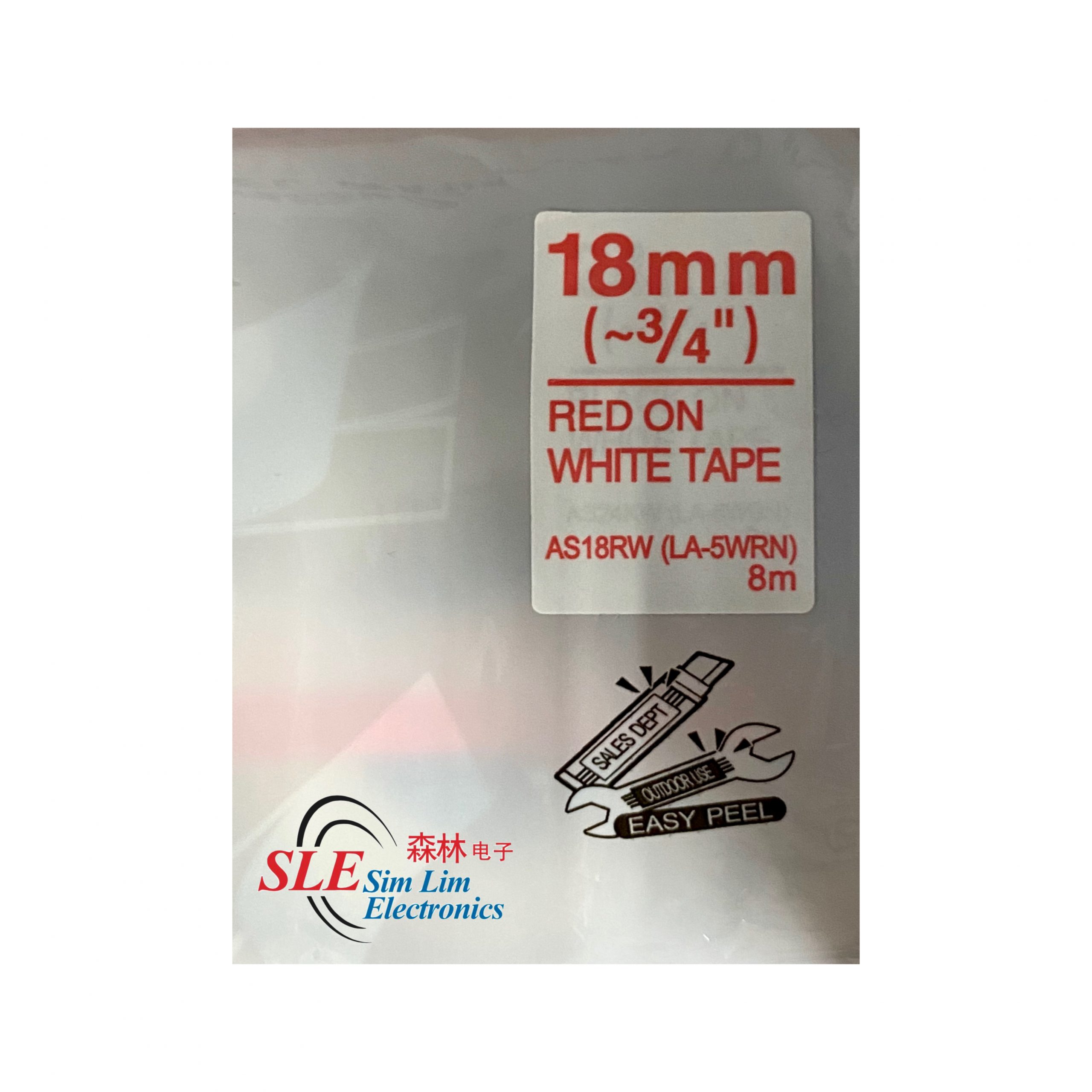Compatible AE 18mm Red ink on White Tape Label for Epson