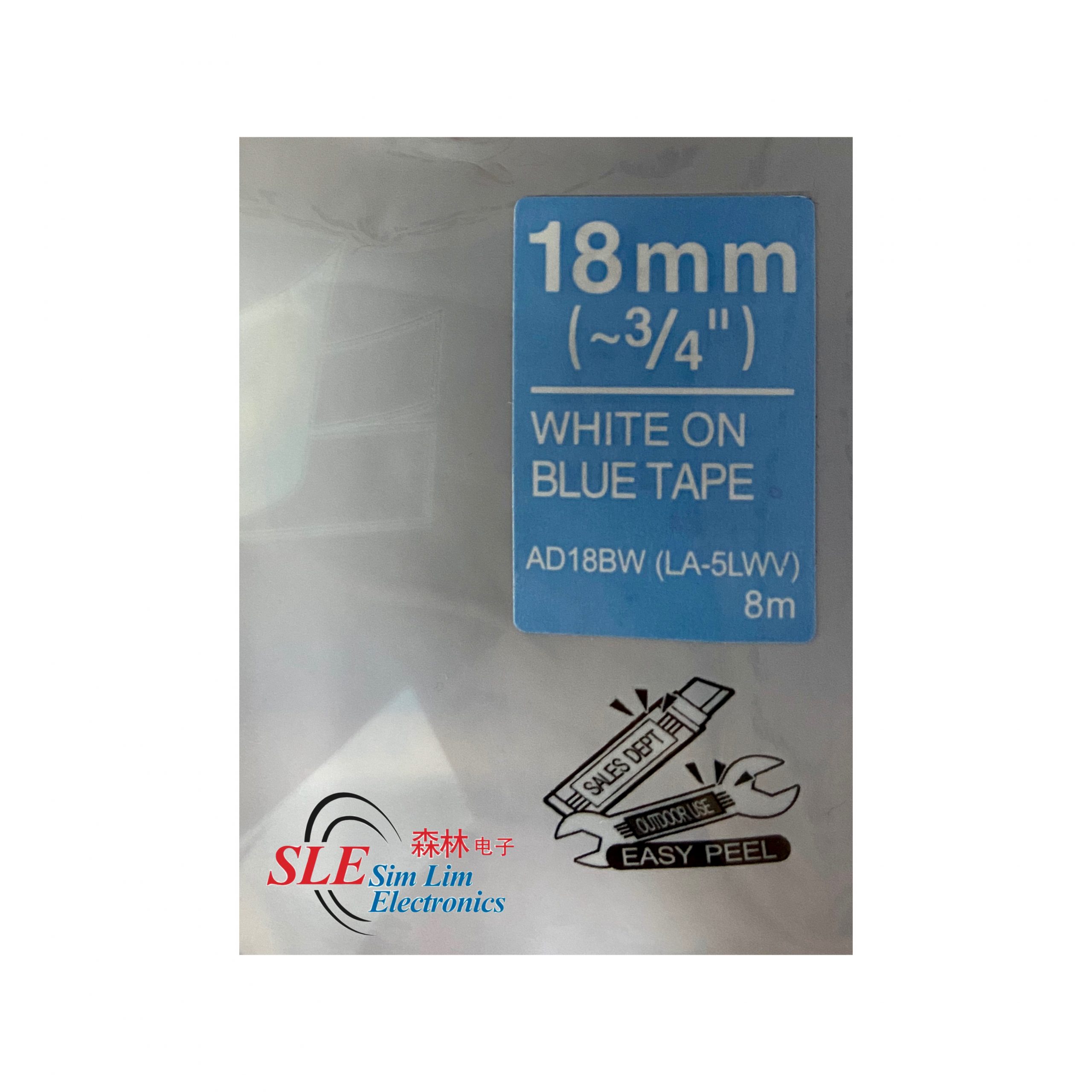 Compatible AE 18mm White ink on Blue Tape Label for Epson