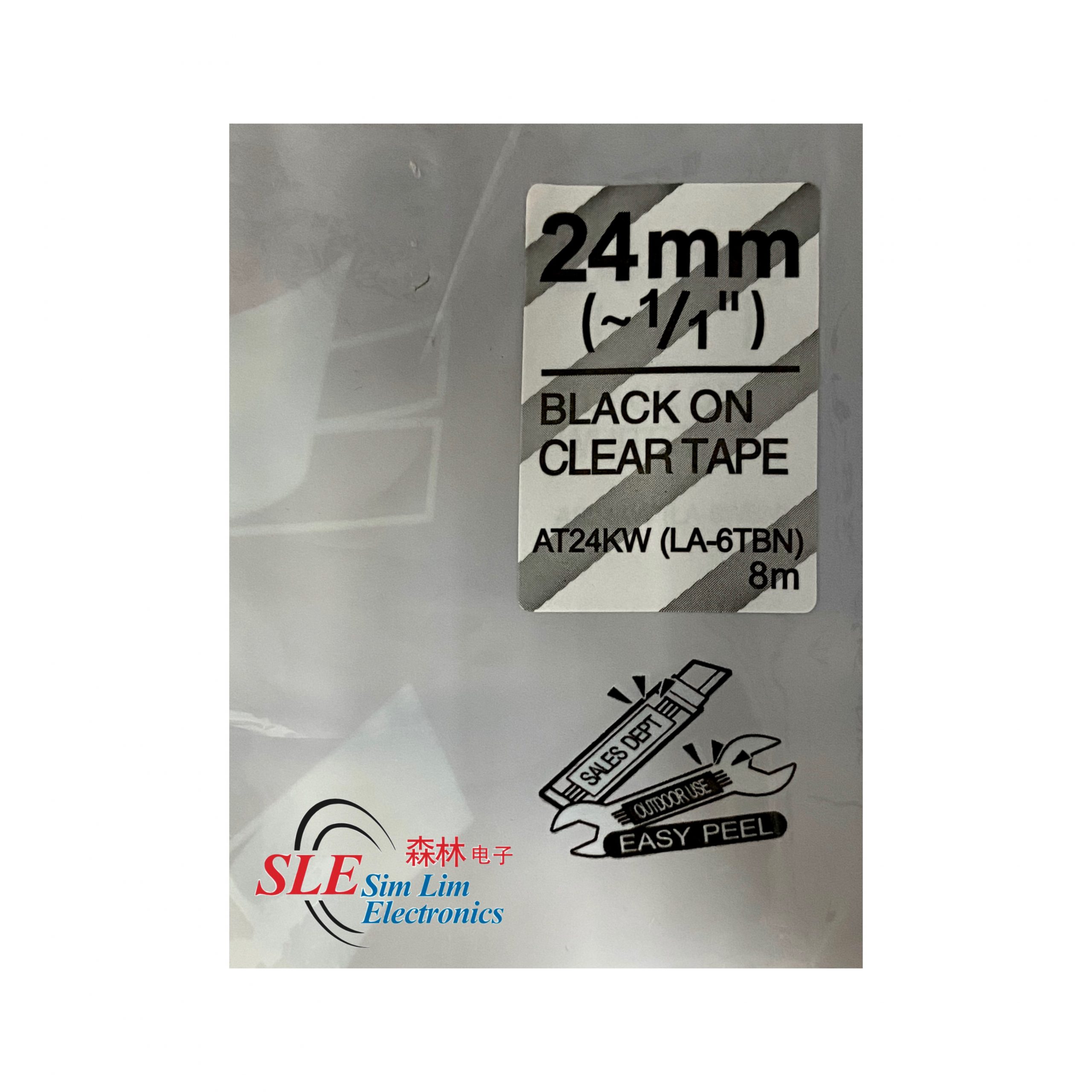 Compatible AE 24mm Black ink on Clear Tape Label for Epson