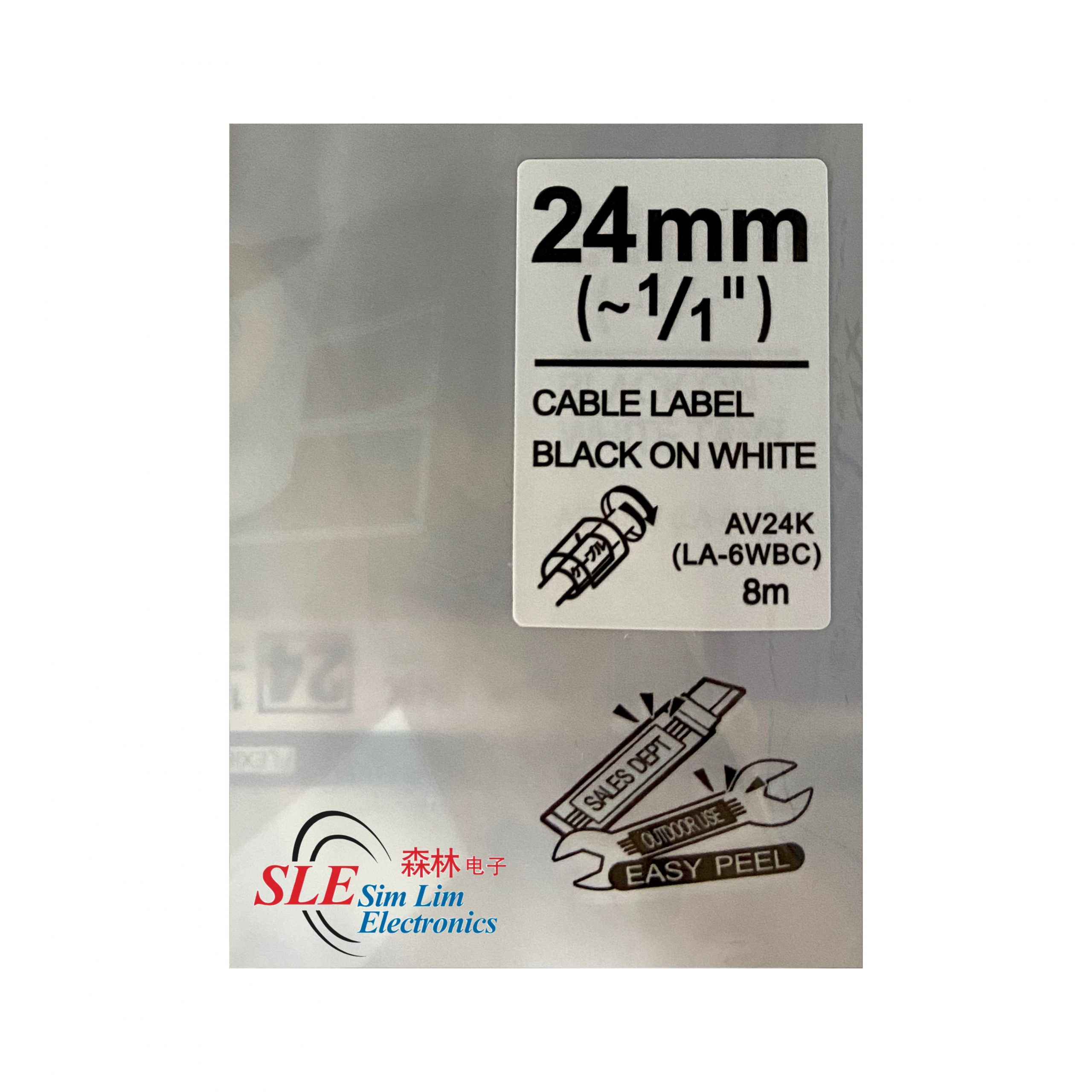 Compatible AE 36mm Cable Wrap Black ink on White 1/3 Tape Label for Epson
