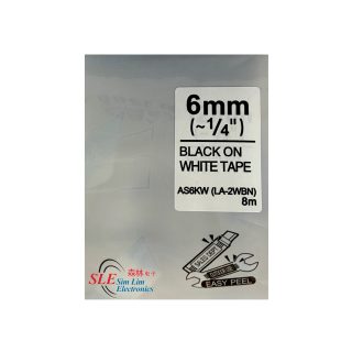 Compatible AE 6mm Black ink on White Tape Label for Epson