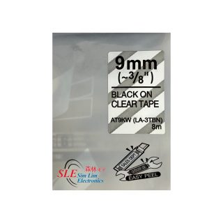 Compatible AE 9mm Black ink on Clear Tape Label for Epson