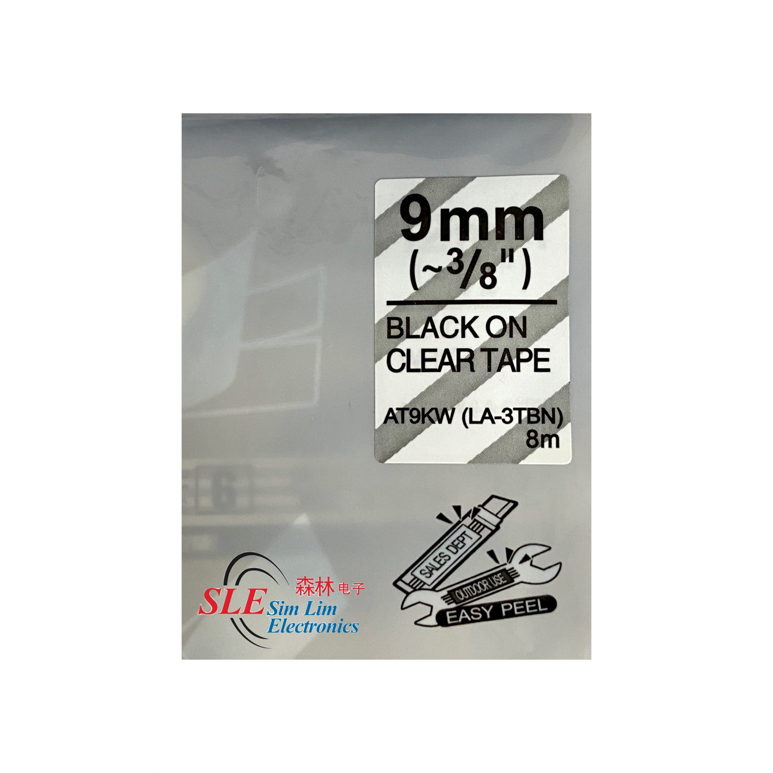 Compatible AE 9mm Black ink on Clear Tape Label for Epson