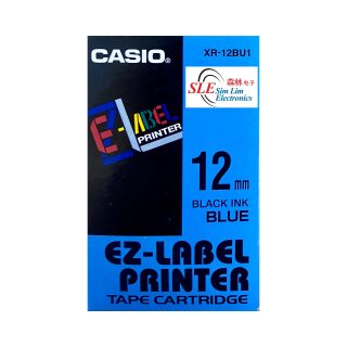 Casio 12mm XR-BU Black ink Blue Label