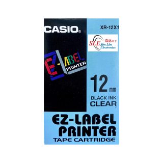 Casio 12mm XR-X Black ink Clear Label
