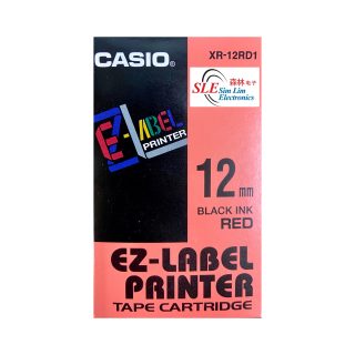 Casio 12mm XR-RD Black ink Red Label