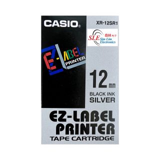 Casio 12mm XR-SR Black ink Silver Label