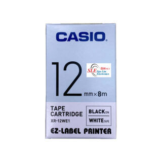 Casio 12mm XR-WE Black ink White Label