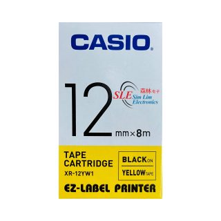 Casio 12mm XR-YW Black ink Yellow Label