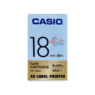 Casio 18mm XR-18GD1 Black ink Gold Label