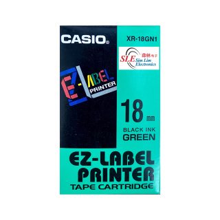 Casio 18mm XR-18GN1 Black ink Green Label