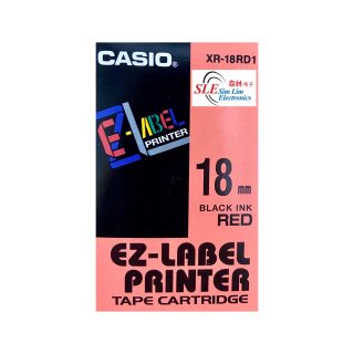 Casio 18mm XR-18RD1 Black ink Red Label