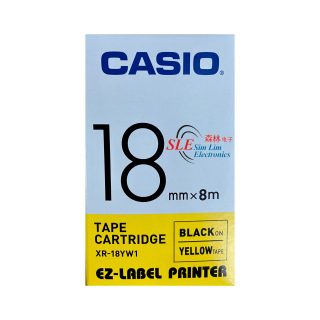 Casio 18mm XR-18YW1 Black ink Yellow Label