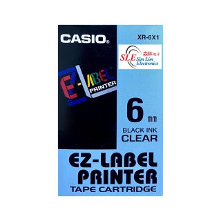Casio 6mm XR-6X1 Black ink Clear Label