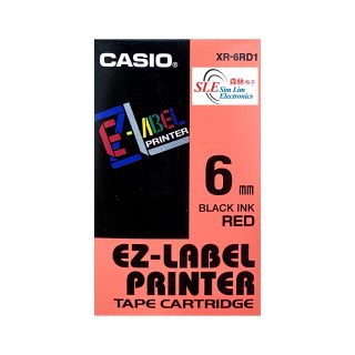 Casio 6mm XR-6RD Black ink Red Label