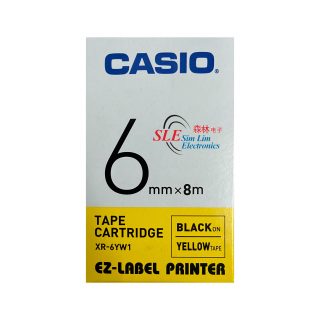 Casio 6mm XR-6YW1 Black ink Yellow Label