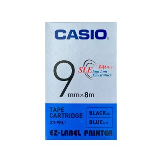 Casio 9mm XR-9BU1 Black ink Blue Label