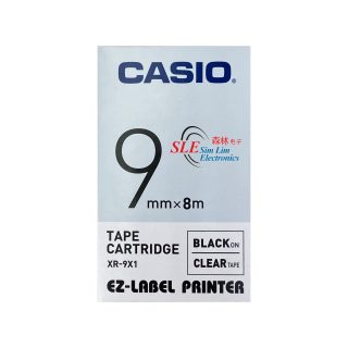 Casio 9mm XR-9X1 Black ink Clear Label