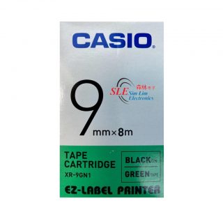 Casio 9mm XR-9GN1 Black ink Green Label