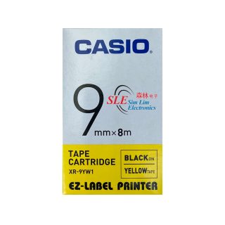 Casio 9mm XR-9YW1 Black on Yellow Label