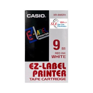 Casio 9mm XR-WER Red ink White Label