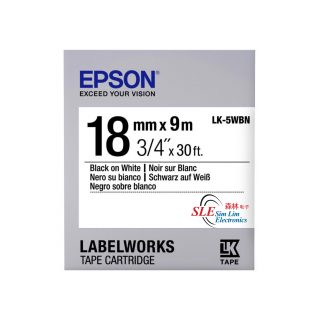 Epson LK 5WBN 18mm Black ink White Tape