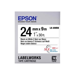 Epson LK 6WBN 24mm Black ink White Tape