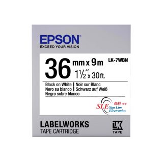 Epson LK 7WBN 36mm Black ink White Tape
