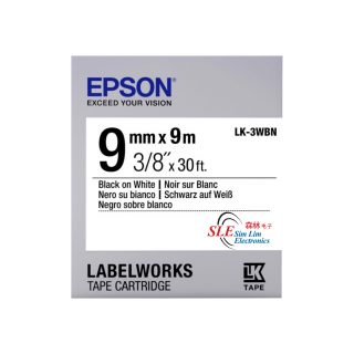 Epson LK 3WBN 9mm Black ink White Tape