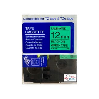 Compatible AB AZe 731 12mm Black on Green Laminated Tape