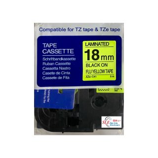 Compatible AB AZe C41 18mm Black on Flu Yellow Laminated Tape
