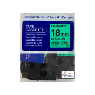 Compatible AB AZe 741 18mm Black on Green Laminated Tape