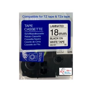 Compatible AB AZe 241 18mm Black on White Laminated Tape