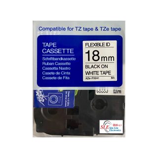 Compatible AB AZe FX241 18mm Black on White Flexible ID Laminated Tape