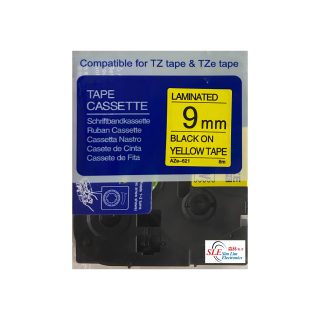 Compatible AB AZe 621 9mm Black on Yellow Laminated Tape