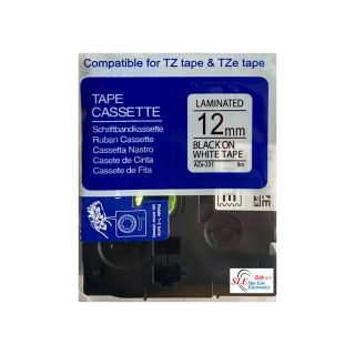 Compatible AB AZe 231 12mm Black on White Laminated Tape