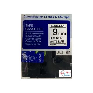 Compatible AB AZe FX221 9mm Black on White Flexible ID Laminated Tape