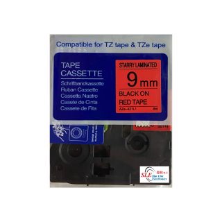 Compatible AB AZe 421L1 9mm Black on Red Starry Laminated Tape