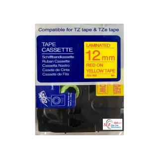 Compatible AB AZe 632 12mm Red on Yellow Laminated Tape
