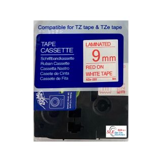 Compatible AB AZe 222 9mm Red on White Laminated Tape