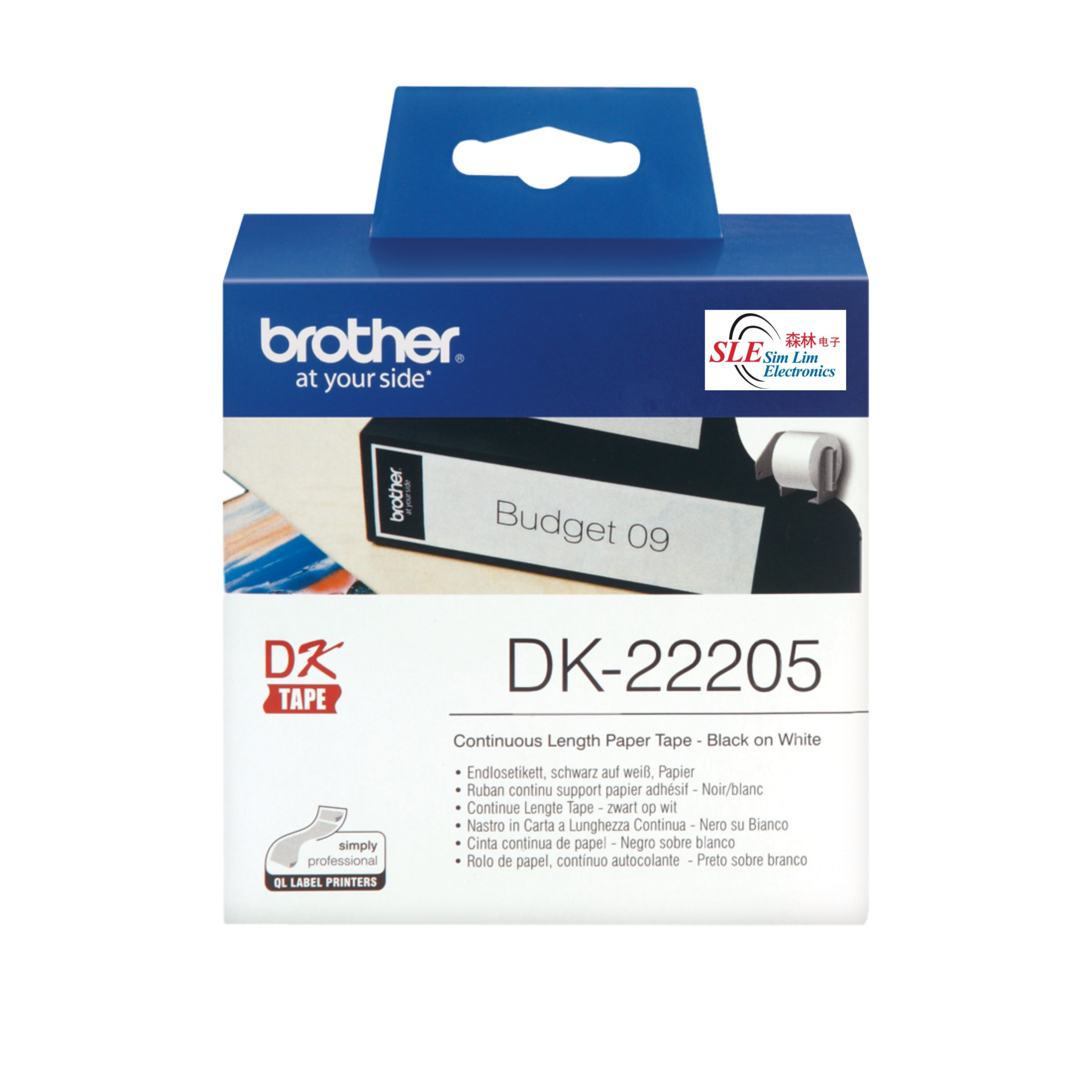 Brother DK 22205 Continuous Paper Label Black on White 62mm | Sim Lim ...