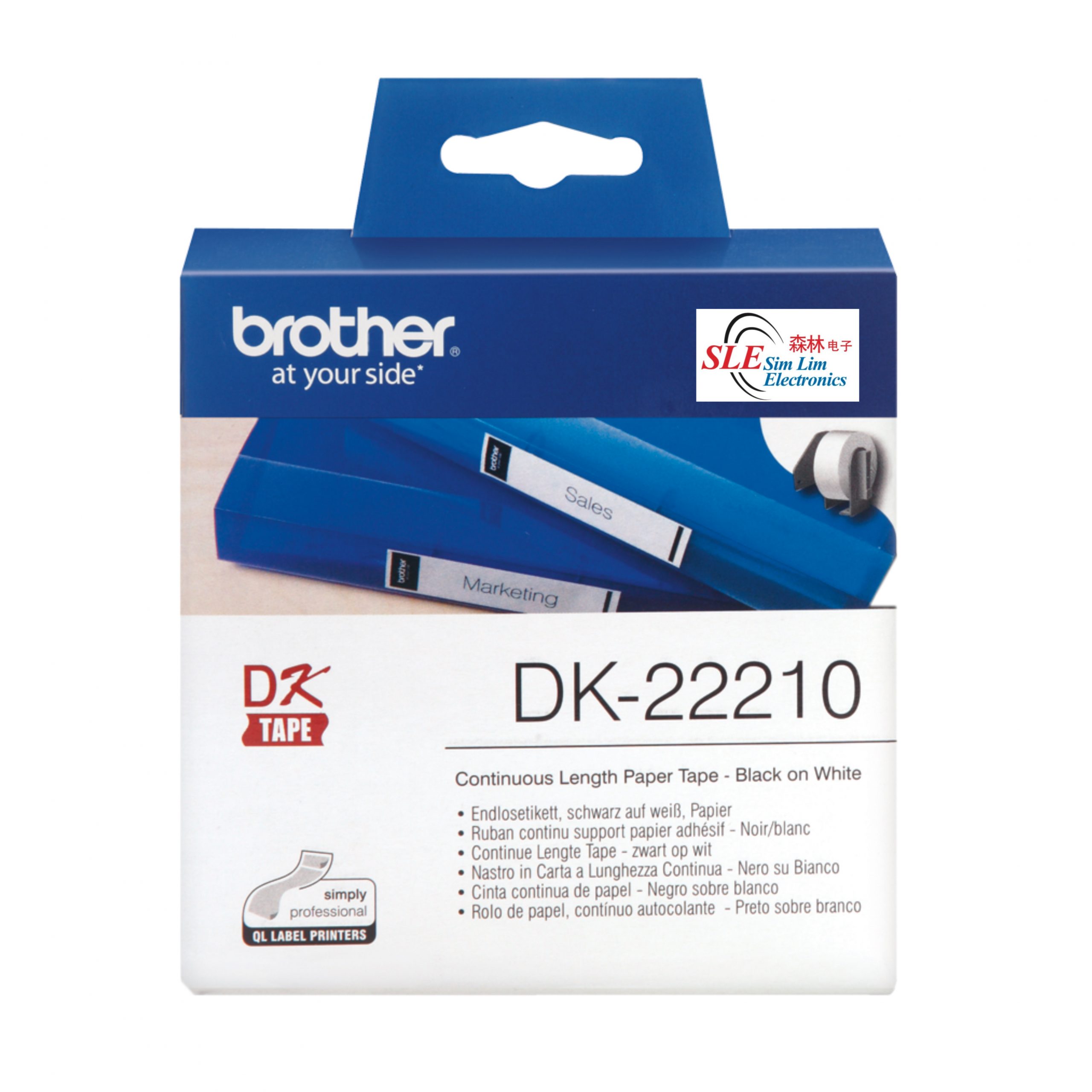 Brother DK 22210 Continuous Paper Label Black on White 29mm | Sim Lim ...