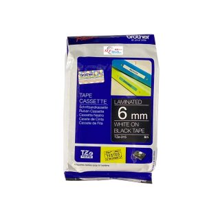Brother 6mm Tze 315 White on Black Tape