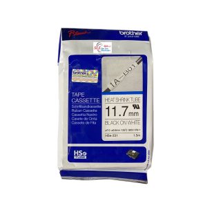Brother 11.7mm Hse 231 Black on White Heat Shrink Tube