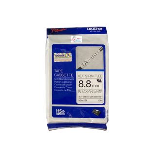 Brother 8.8mm Hse 221 Black on White Heat Shrink Tube