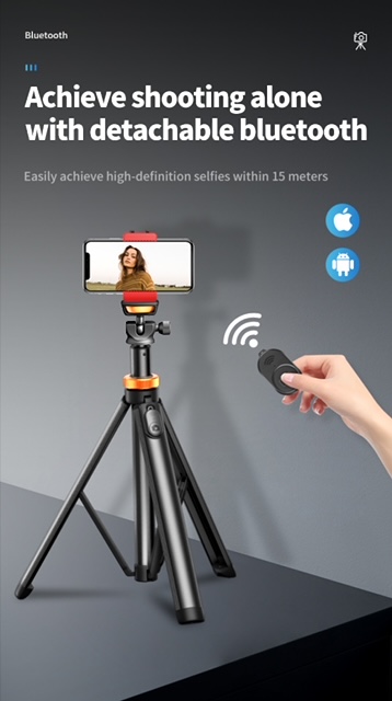 Metal Tripod AKT-05 Stand Extendable 1.6m with Bluetooth remote